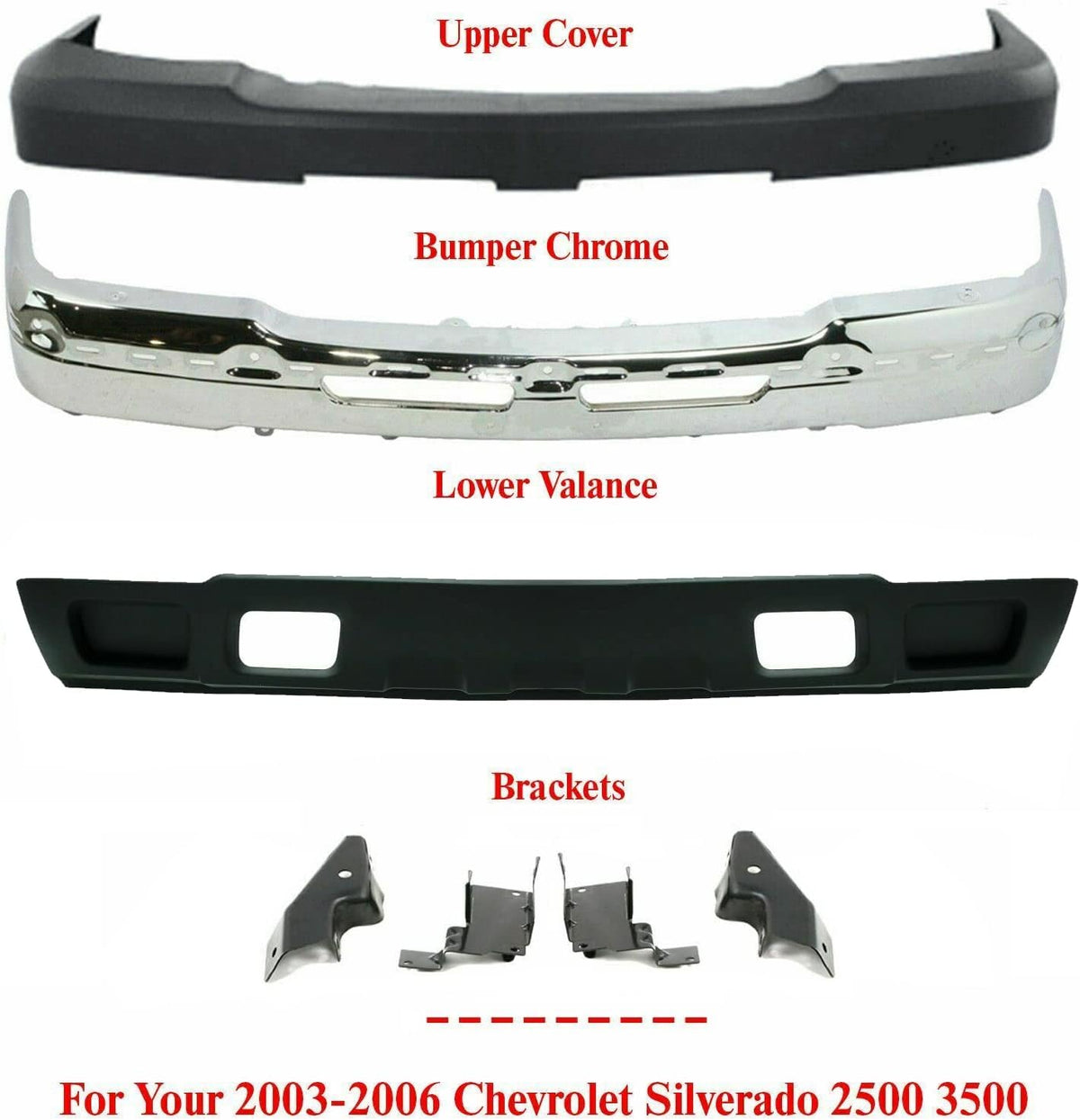Front Bumper Chrome Steel Set T634