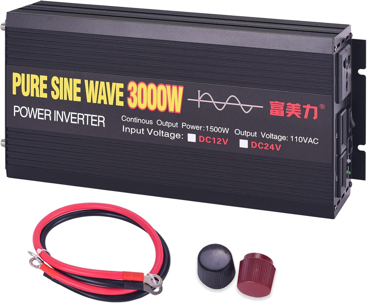 24V to 110V Pure Sine Wave Power Inverter 1000W/2000W Peak D3457