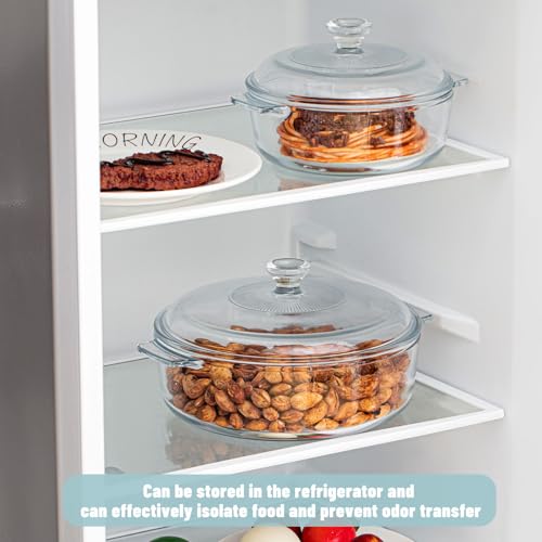 2 Pieces Glass Casserole Dish with Lid, Oven Safe (Square, 0.8L/ 1.5L) A620907