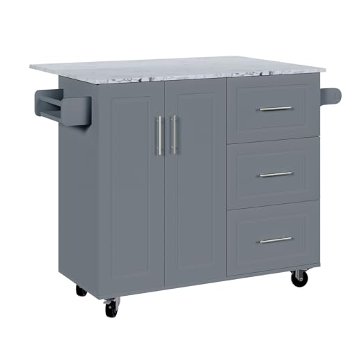 Rolling Kitchen Island with Storage and Drop Leaf Z65017