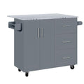 Rolling Kitchen Island with Storage and Drop Leaf Z65017
