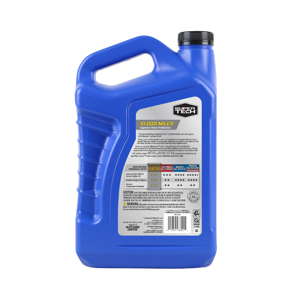 Full Synthetic SAE 0W-20 Motor Oil, 5 Quarts I78498