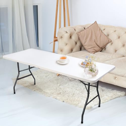 6 Foot White Folding Plastic Table W16991