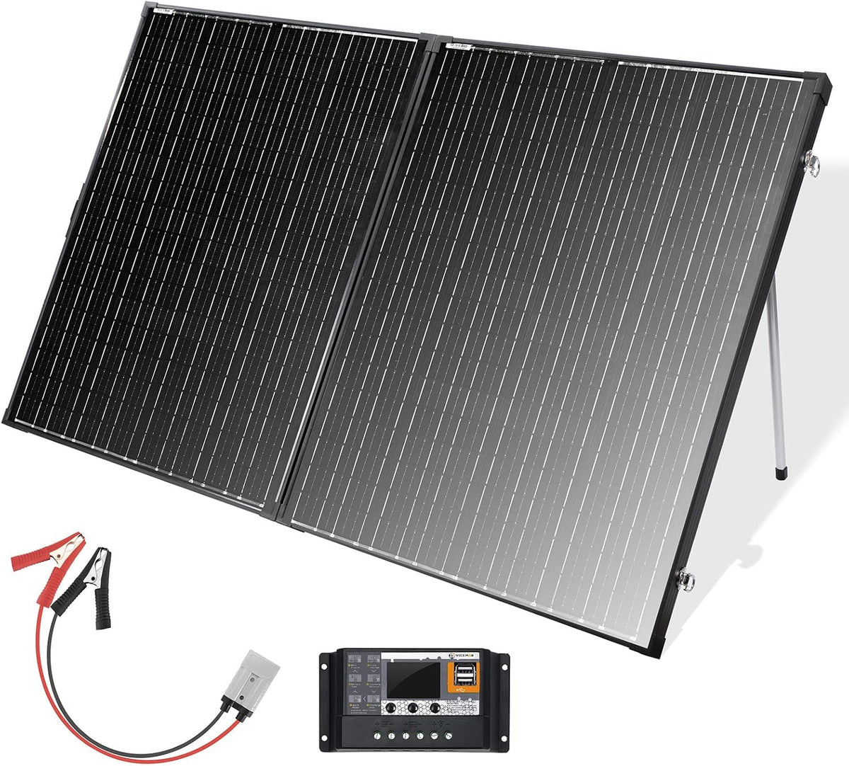 200 Watt 12 Volt Portable Foldable Monocrystalline Solar Panel Suitcase with 30A Charger Controller J35701
