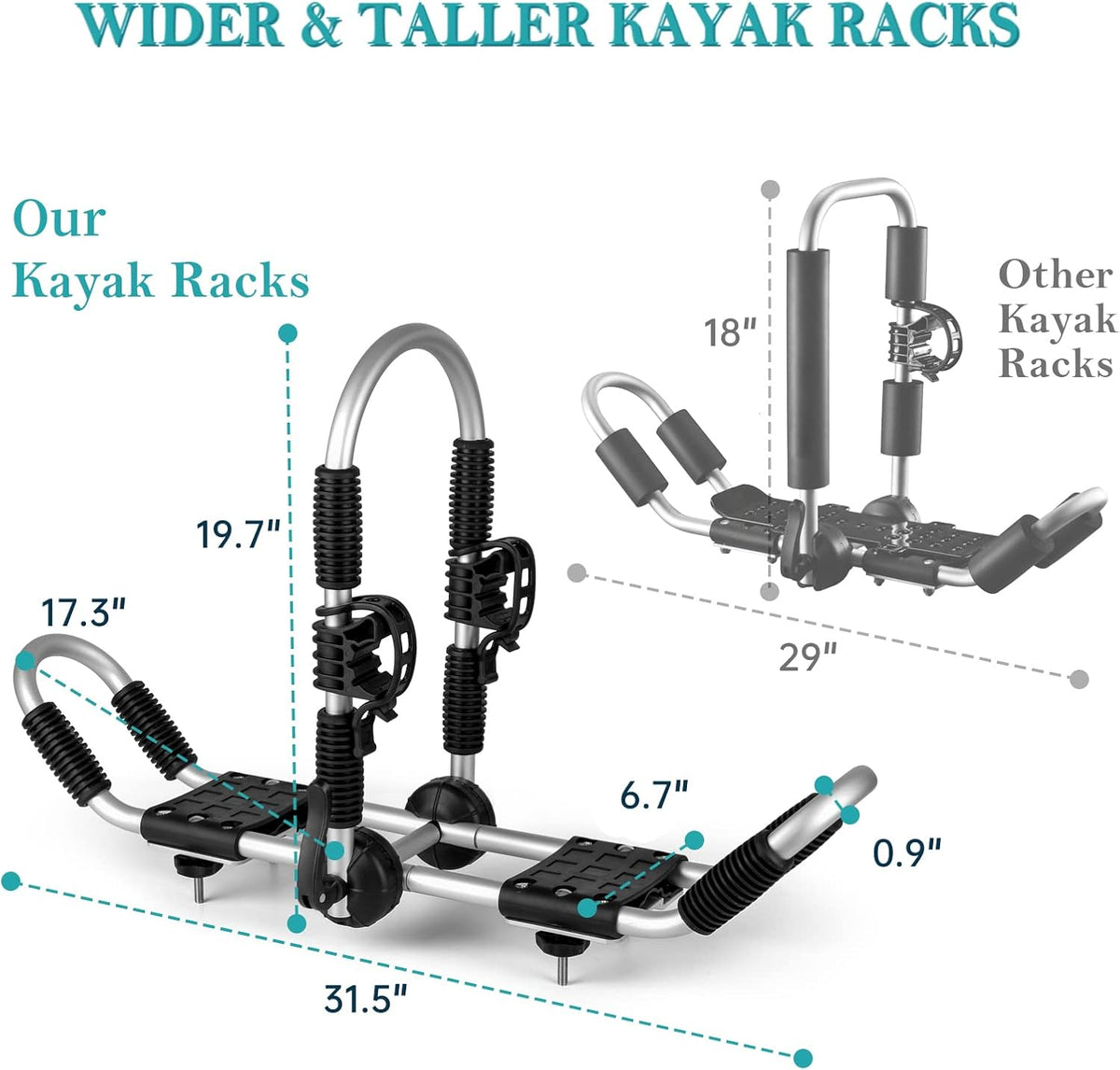 Kayak Roof Rack 4-in-1 Car Roof Carrier Rack, Folding J Bar for 2 Kayaks, Canoe, Surfboard, SUP L817