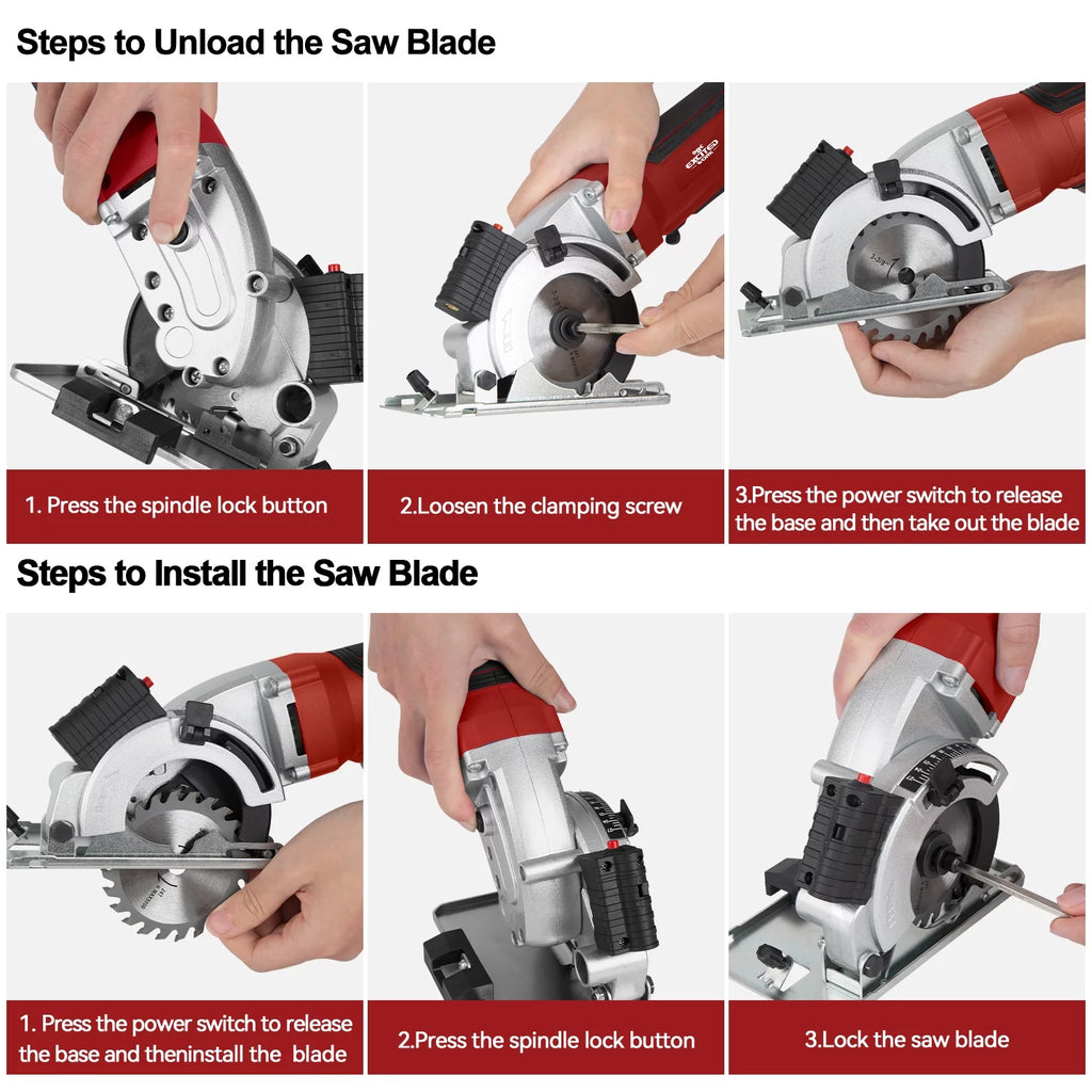 Mini Circular Saw, 5000RPM Electric Compact Circular Saw with 3 Blades L457