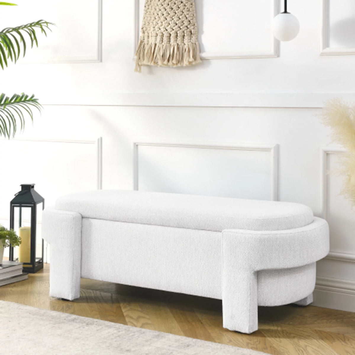 51" Chenille Upholstered Storage Ottoman Bench B24042