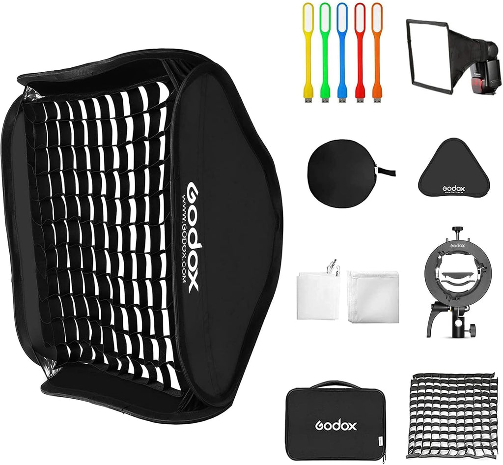 24x24inch Foldable Flash Softbox with Bowens Mount and Carrying Case Pack of 2 W476579