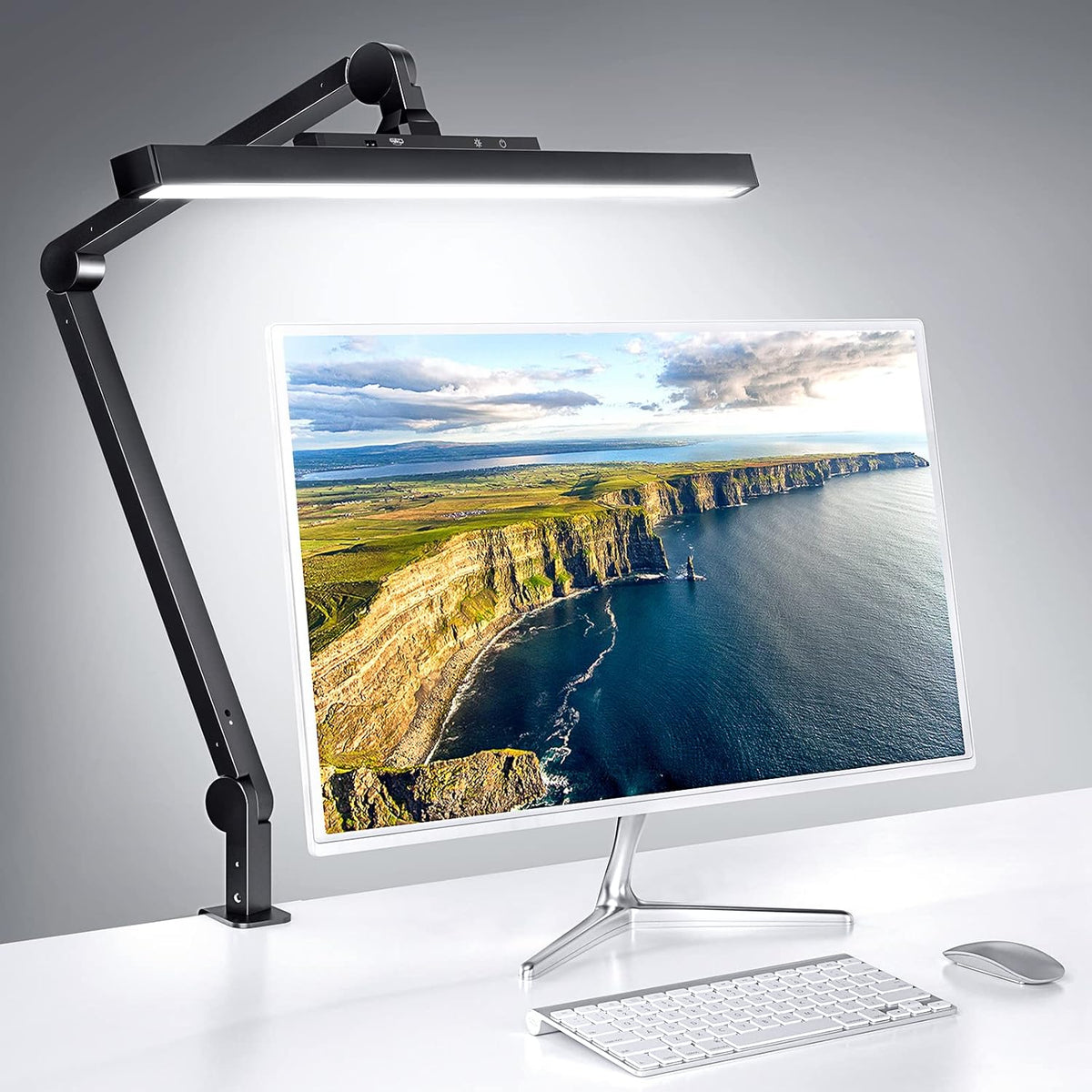 LED Desk Lamp with Clamp, Dimmable Swing Arm, 4 Color Modes C52426