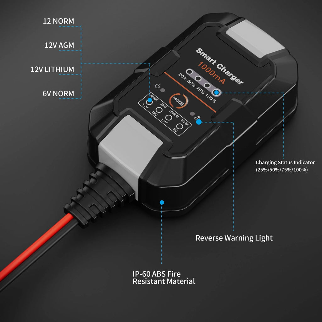 6V/12V 1A Trickle Charger Battery Maintainer B377189