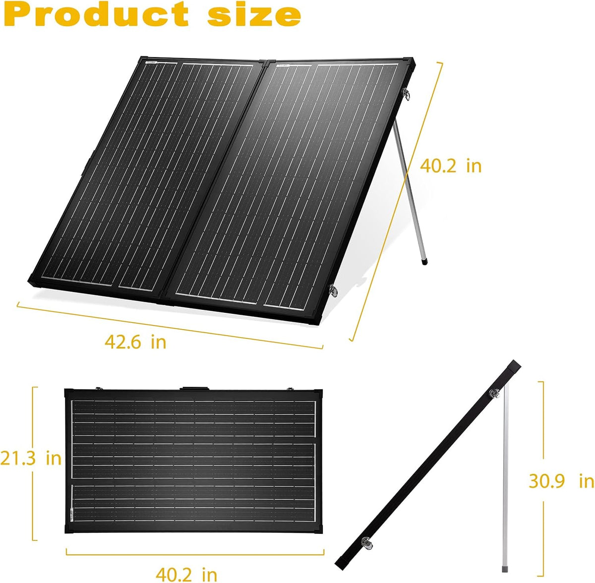 200 Watt 12 Volt Portable Foldable Monocrystalline Solar Panel Suitcase with 30A Charger Controller J35701