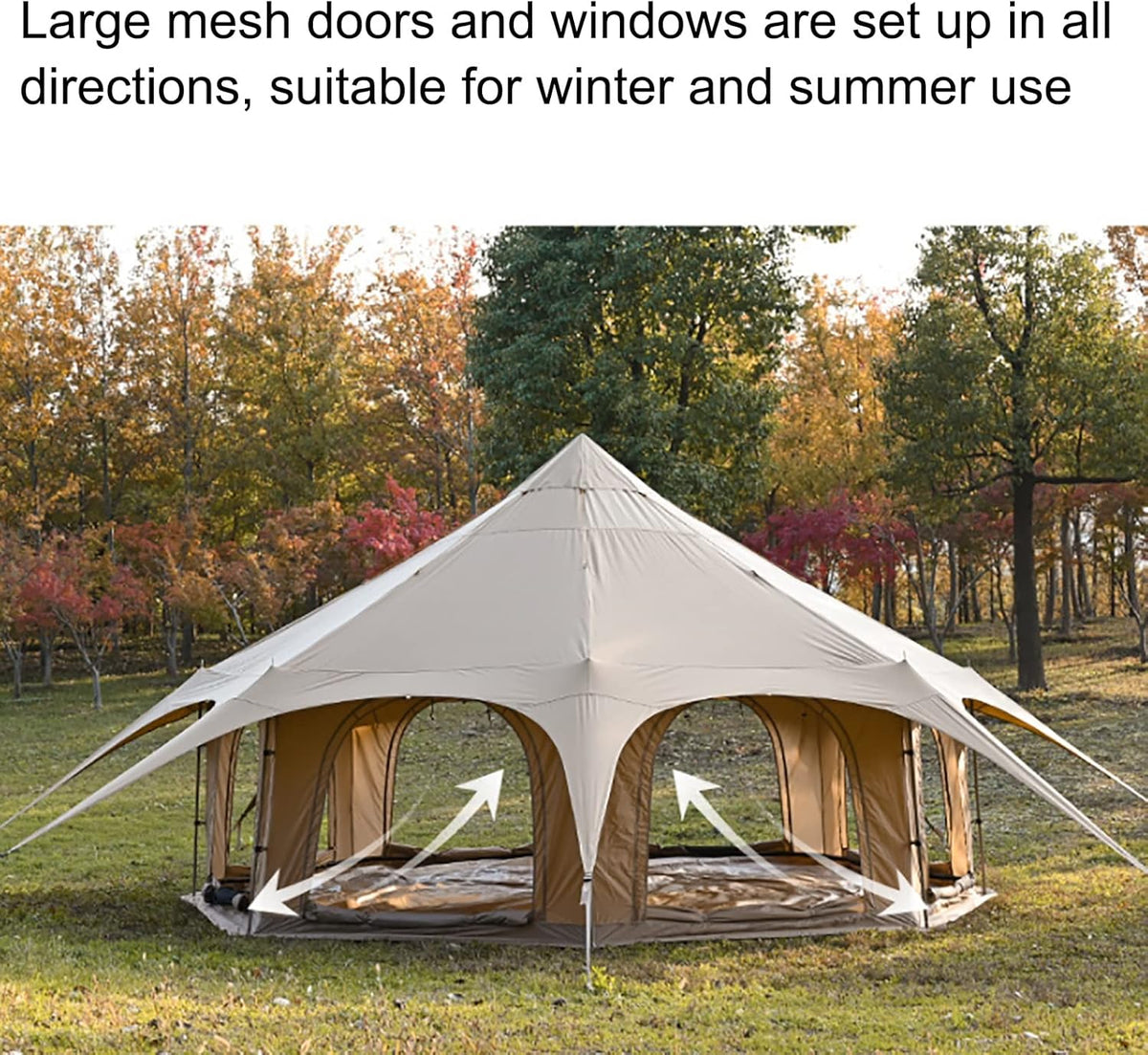 Beige 4 Season Cotton Canvas Bell Tent 8-10 Person I3118