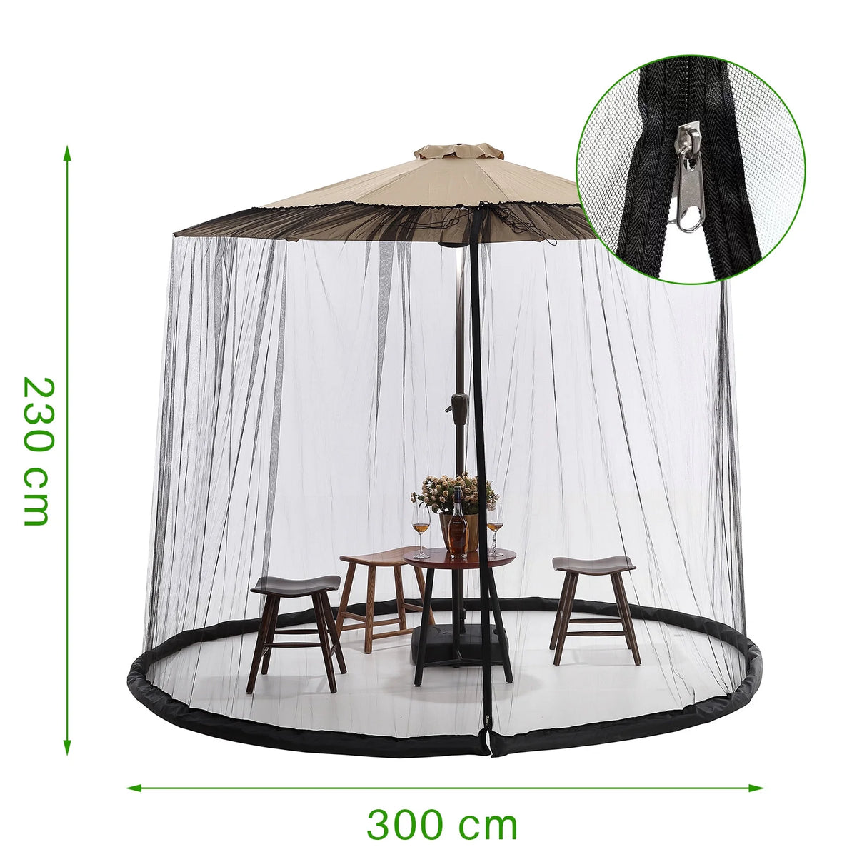 Patio Umbrella Table Mesh Screen Cover with Zipper K994040