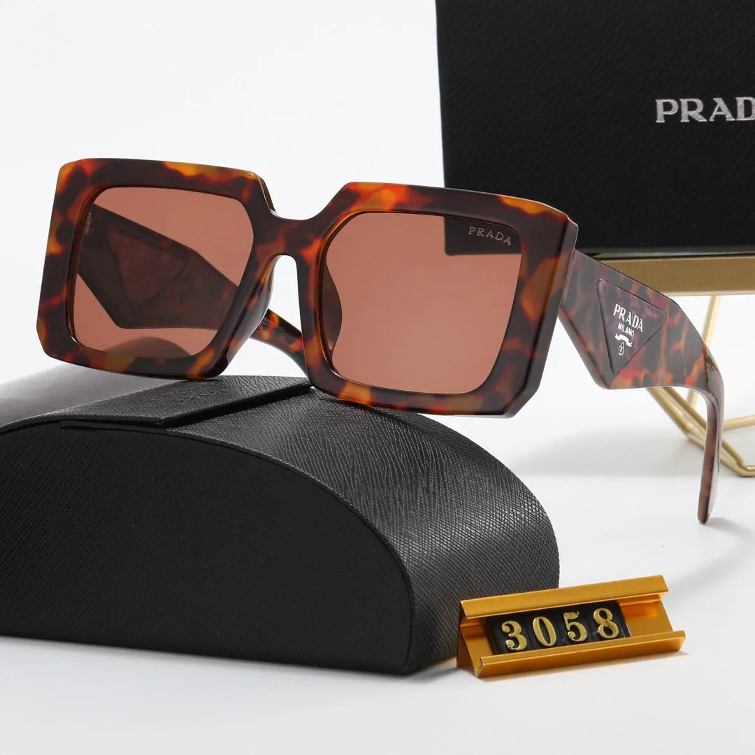 Triangle Letter Leopard Print Polarized Sunglasses A320063