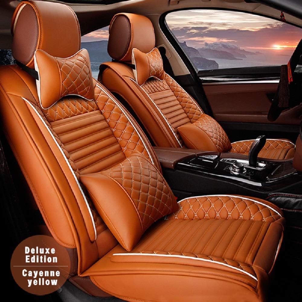 Black & Red PU Leather 5-Seat Car Seat Cover Full Set R7403