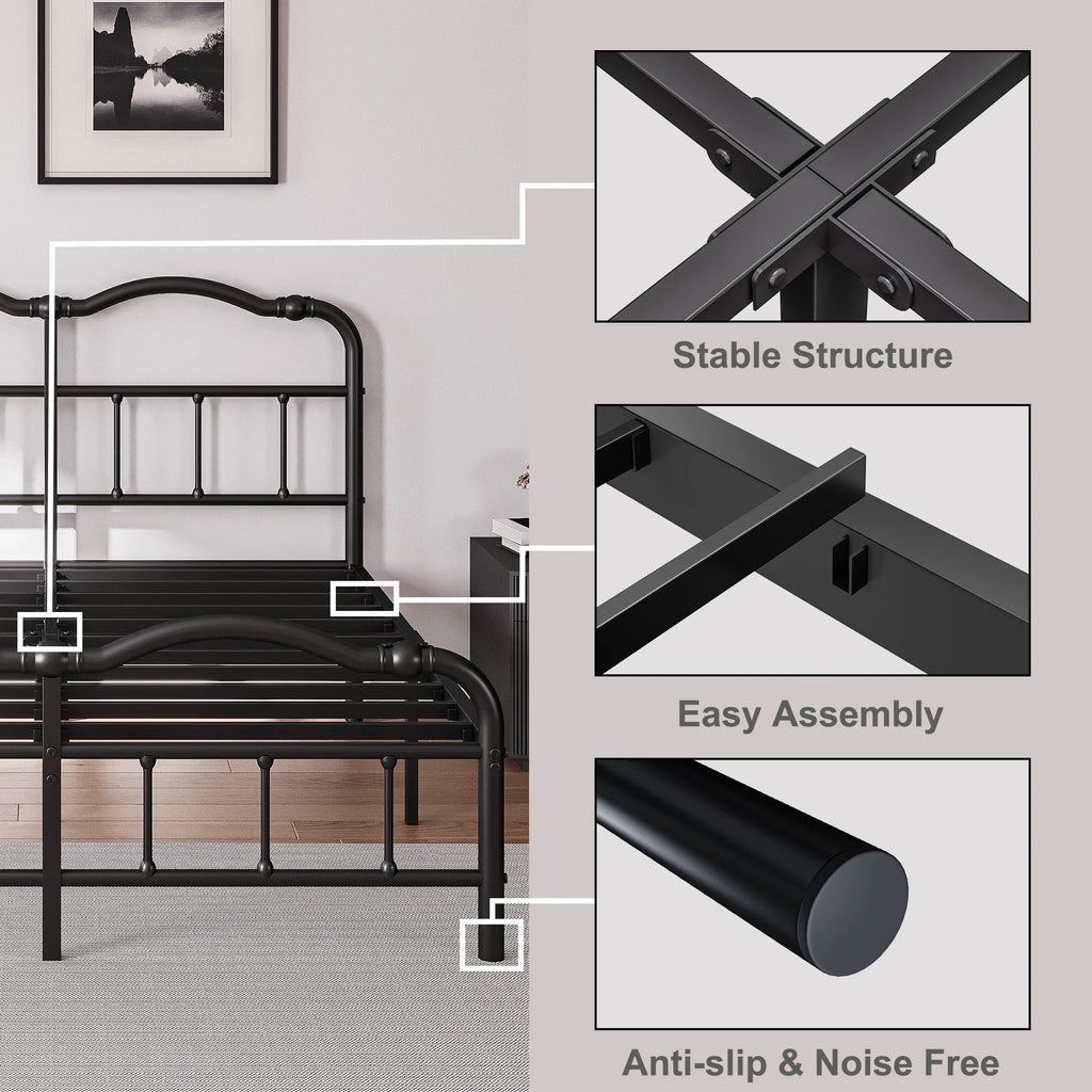 Queen Platform Bed Frame with Headboard and Footboard W1968