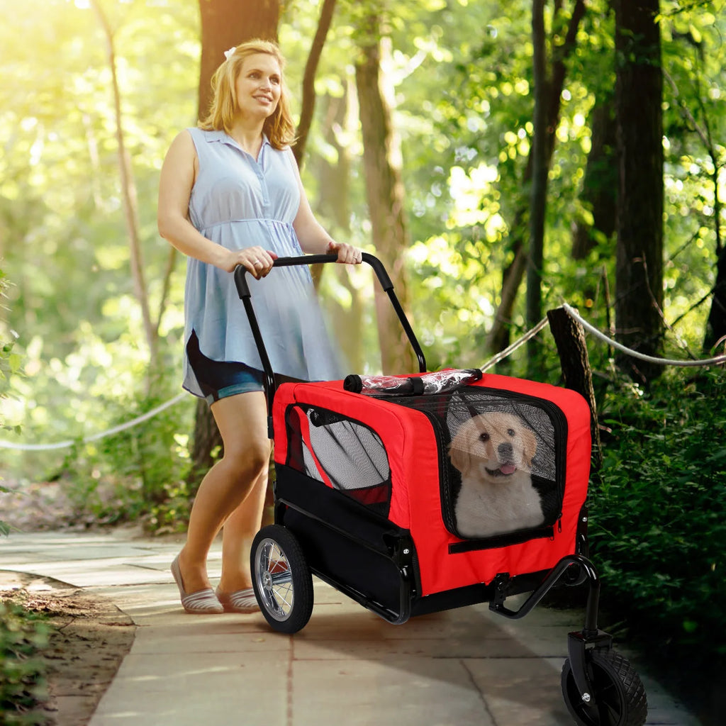 2-In-1 Dog Bicycle Trailer Jogging Stroller with Canopy O253