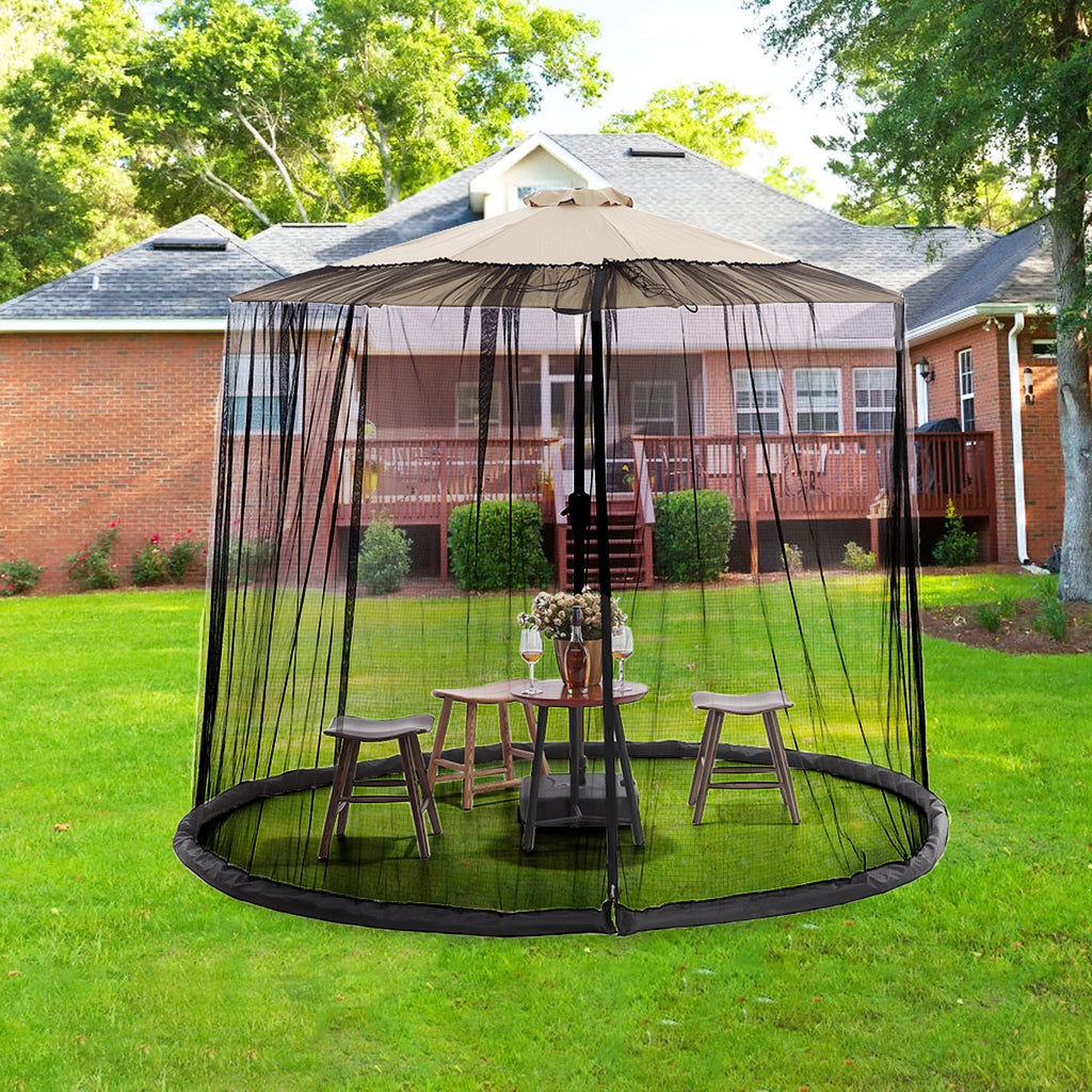 Patio Umbrella Table Mesh Screen Cover with Zipper K994040