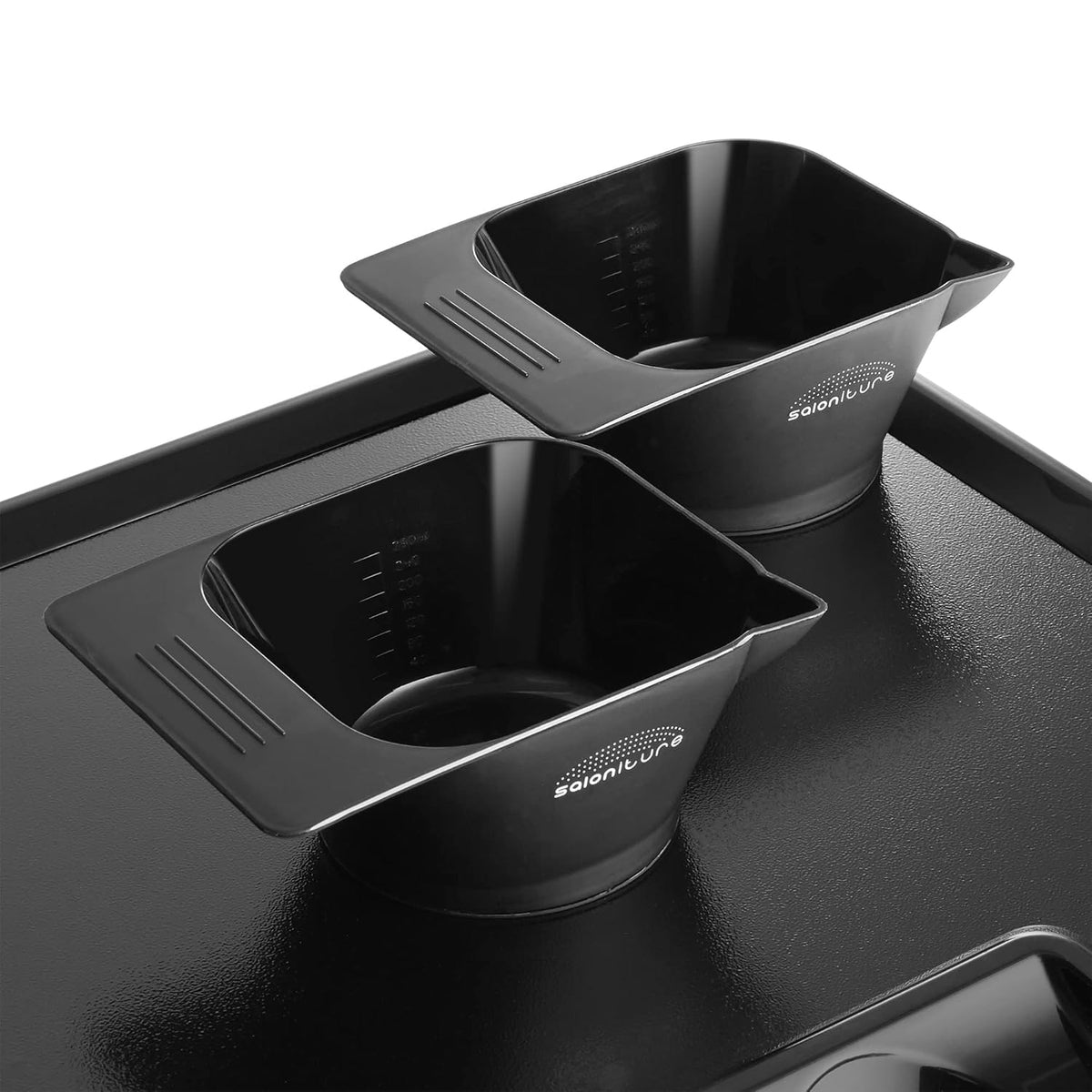 Rolling Salon Coloring Tray with Drawer and Magnetic Bowls, Black A424