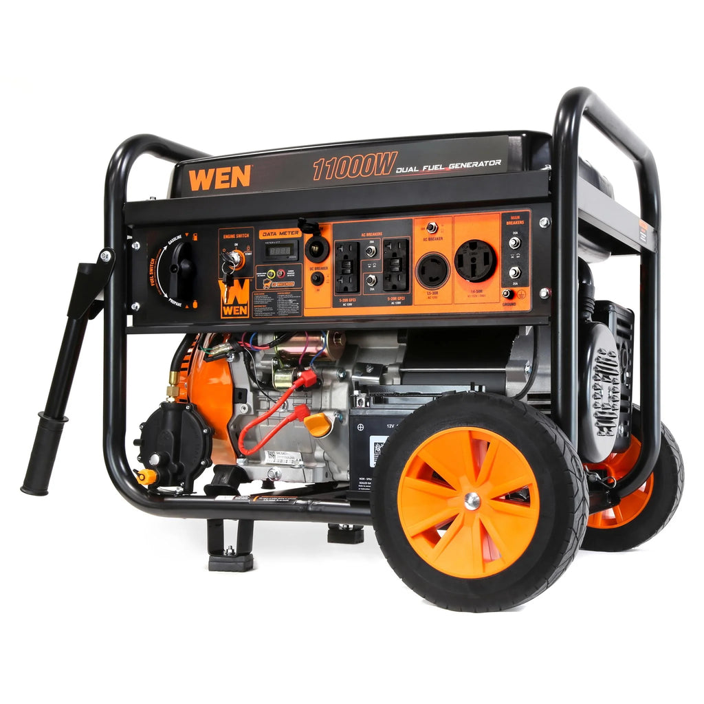 11000-Watt 120-Volt 240-Volt Dual Fuel Electric Start Portable Generator with Wheel Kit and CO Shutdown Sensor L4099