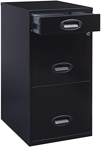 3 Drawer Metal File Cabinet with Pencil Drawer Black D862