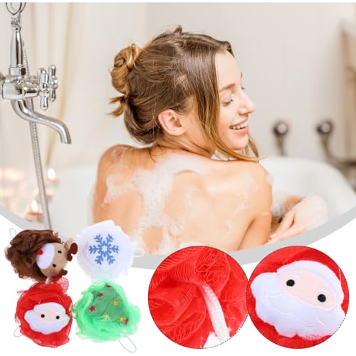 4 Pcs Christmas Exfoliating Loofah Bath Balls V60361