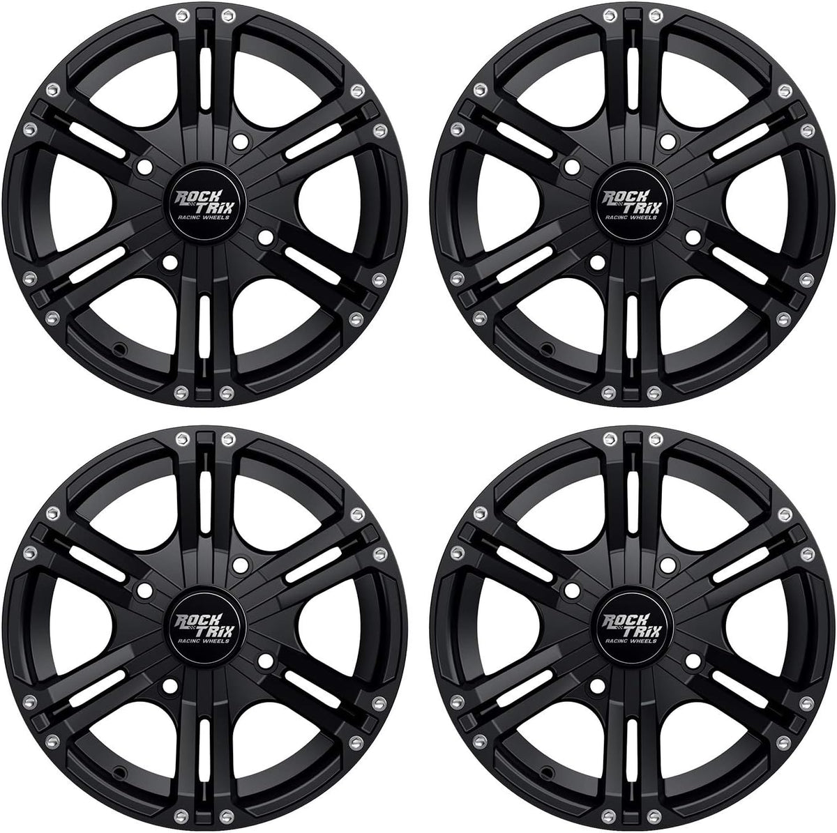 Matte Black 14x7 ATV Wheels Rims Set of 4 Y156470