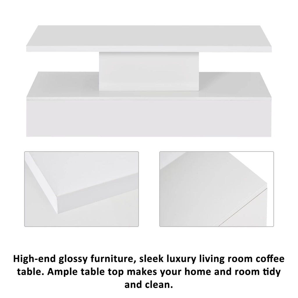 Coffee Table with LED White Y55087