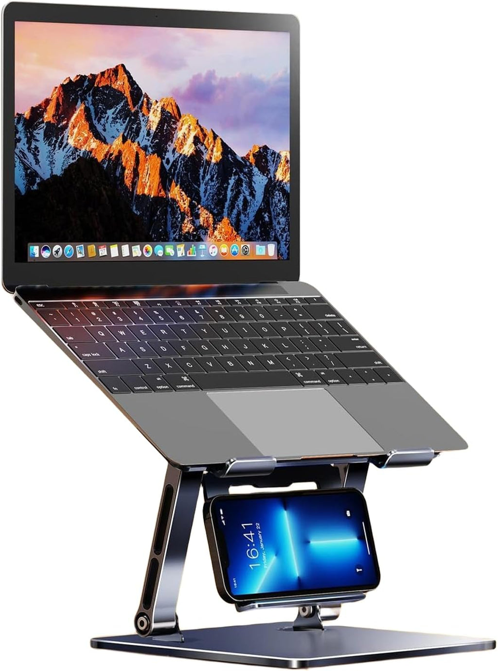 Adjustable Height Laptop Stand with Phone Holder, Foldable Laptop Riser U3610