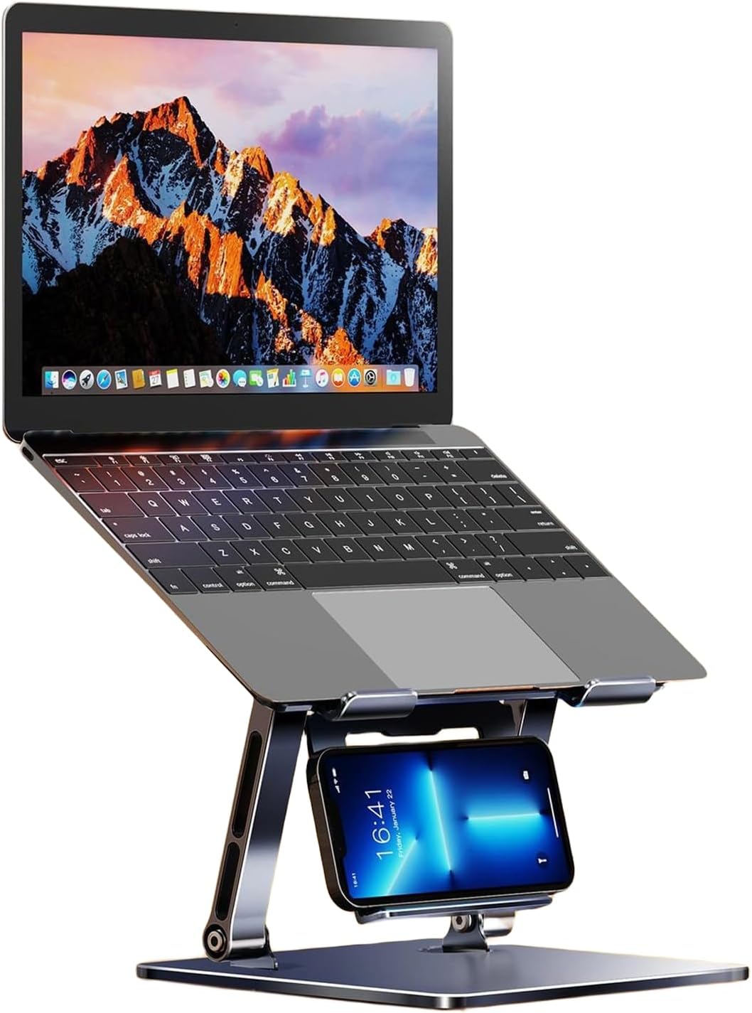 Adjustable Height Laptop Stand with Phone Holder, Foldable Laptop Riser U3610