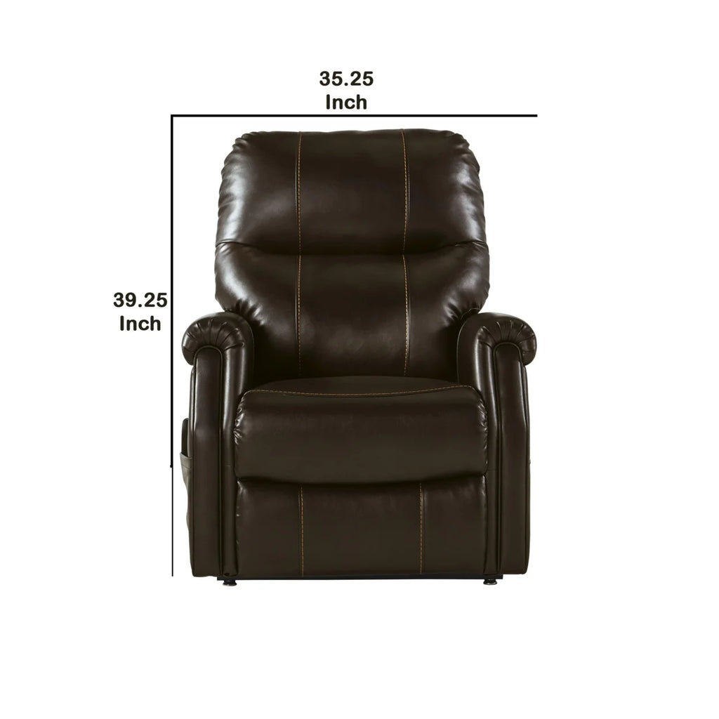 Brown Power Lift Recliner with Tufted Back U5807