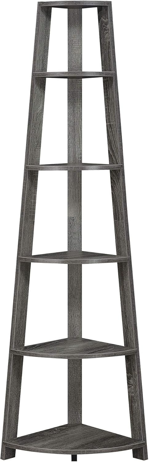 White 5 Tier Corner Bookcase S2995