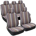 Striped Heavy Duty Woven Car Seat Covers Full Set 9pc O926