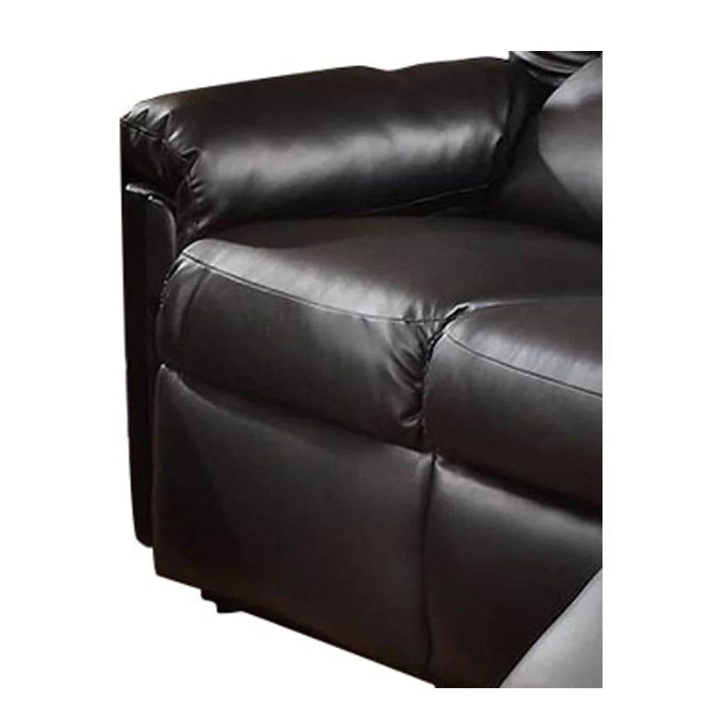 Black 3 Seats Bonded Leather Manual Reclining Sofa L4074