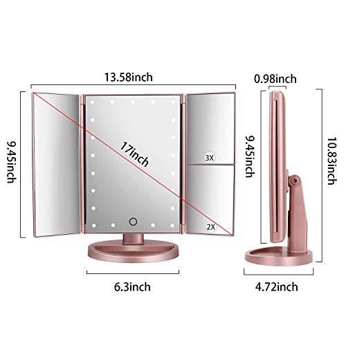 Tri-Fold Lighted Vanity Mirror with 21 LED Lights X2204