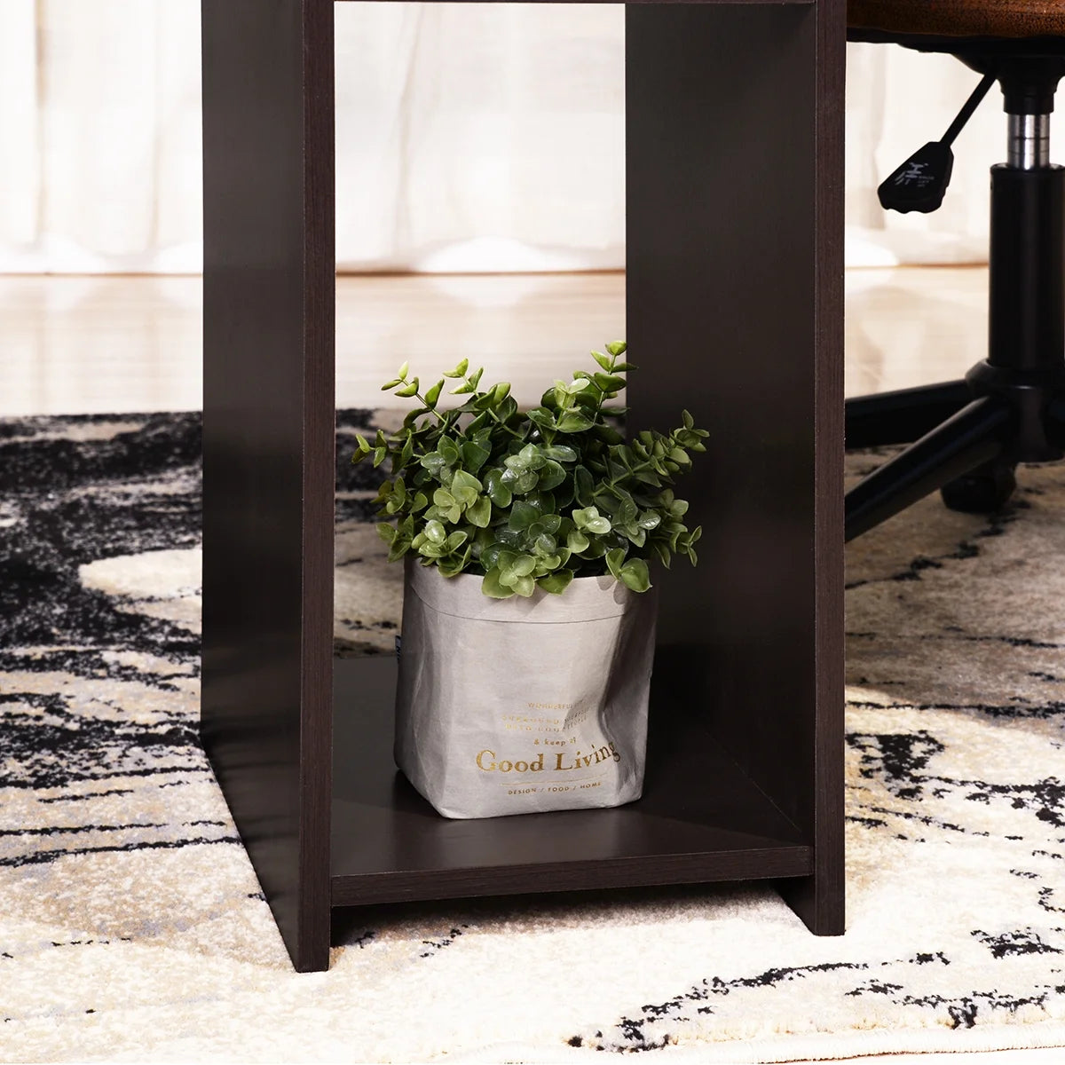 Brown L-Shaped Corner Desk with 2 Shelves A7162