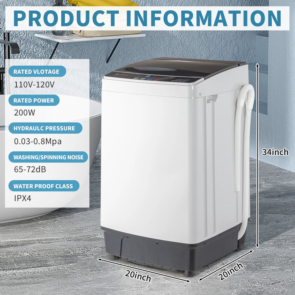 17.6 Lbs Capacity Top Load Portable Washing Machine with LED Display A6449