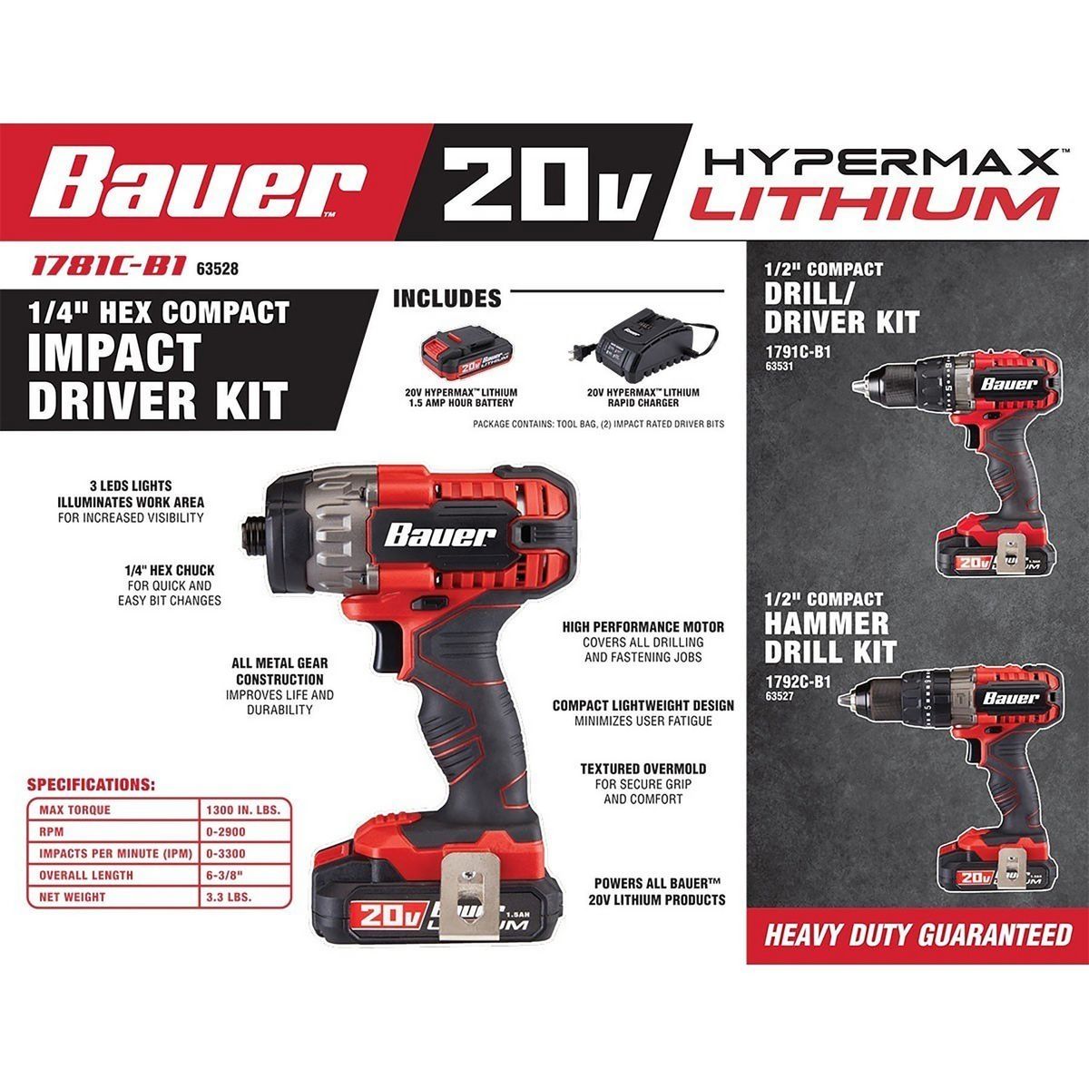 20V Cordless 1/4 in. Hex Compact Impact Driver Kit with Battery and Charger O73290