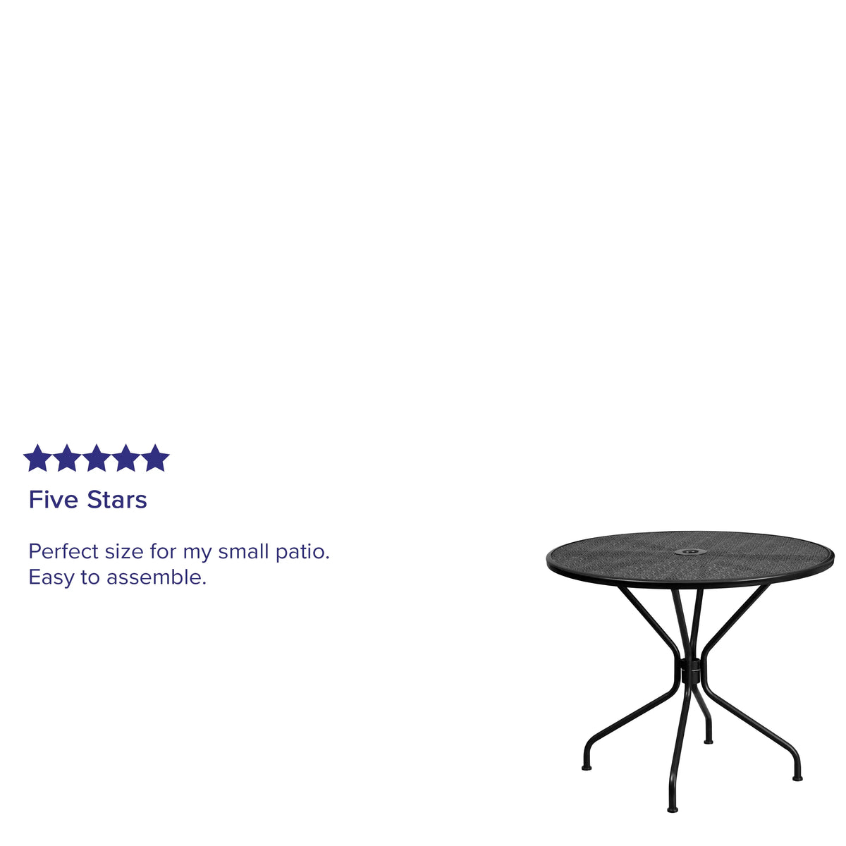 Round Black Indoor-Outdoor Steel Patio Table with Umbrella Hole P33165