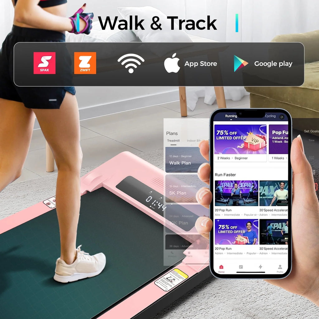 Walking Pad Treadmill Under Desk Electric Jogging Running Machine with LED Display K196