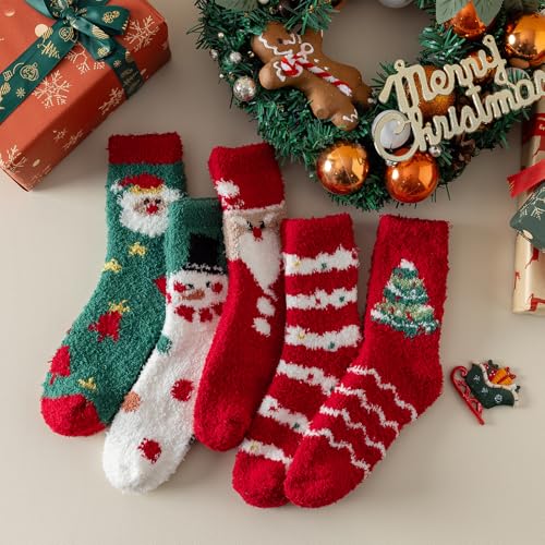 5 Pairs Fuzzy Socks V951818