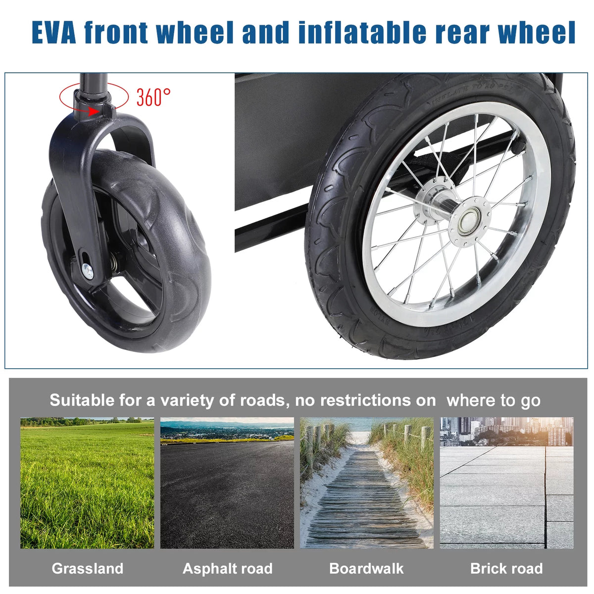 2-In-1 Dog Bicycle Trailer & Jogging Stroller with Swivel Wheels, Blue R921934