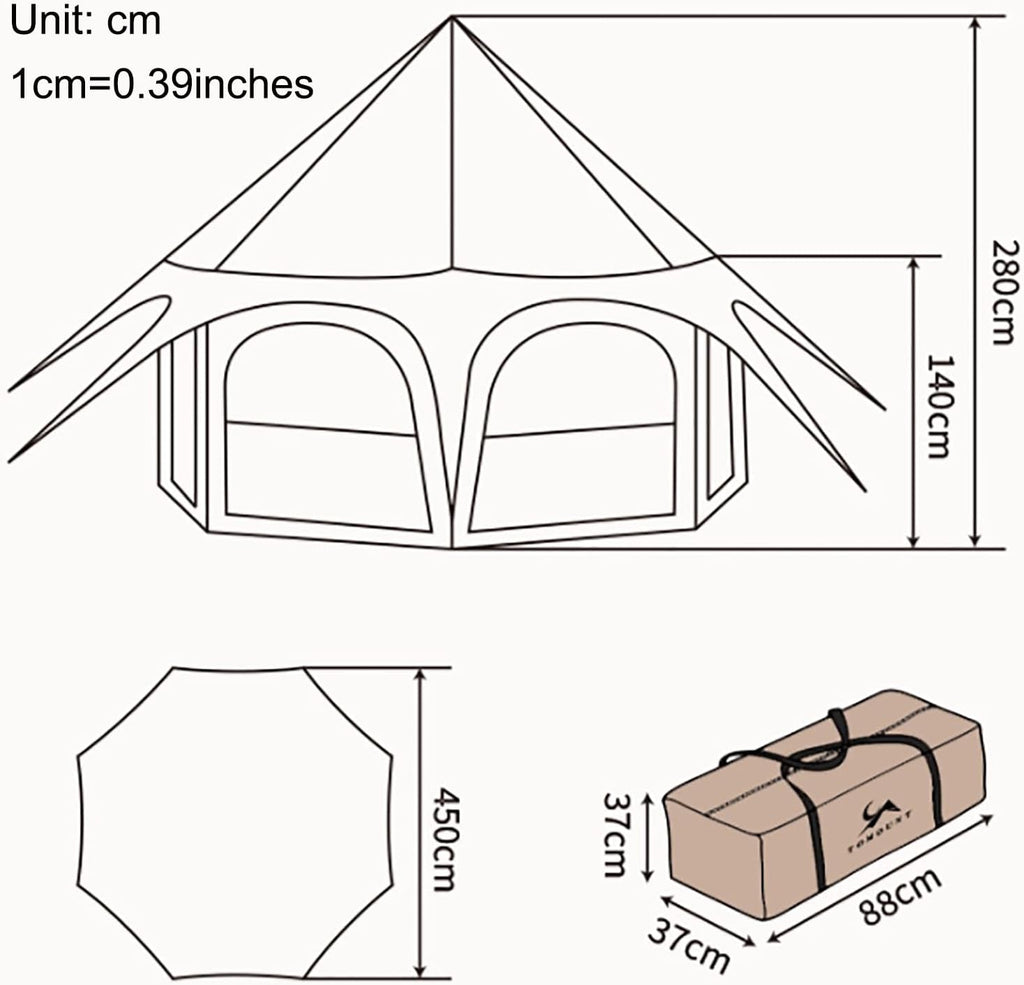 Beige 4 Season Cotton Canvas Bell Tent 8-10 Person I3118