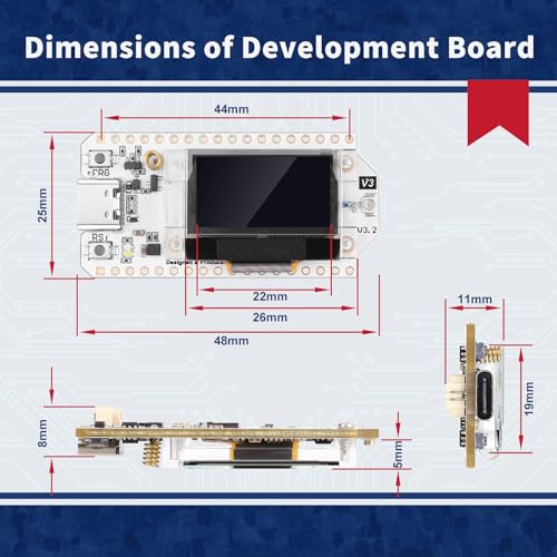 ESP32 LoRa V3 Development Board with 4000mAh Battery and USB Charger Cable Set F458