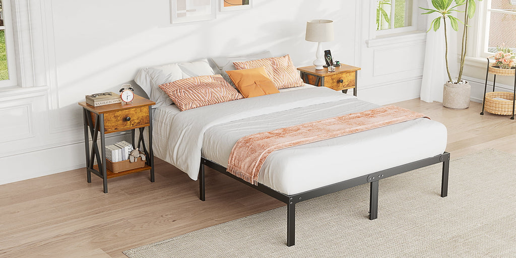 Full Size Heavy Duty Platform Bed Frame with Underbed Storage C61582