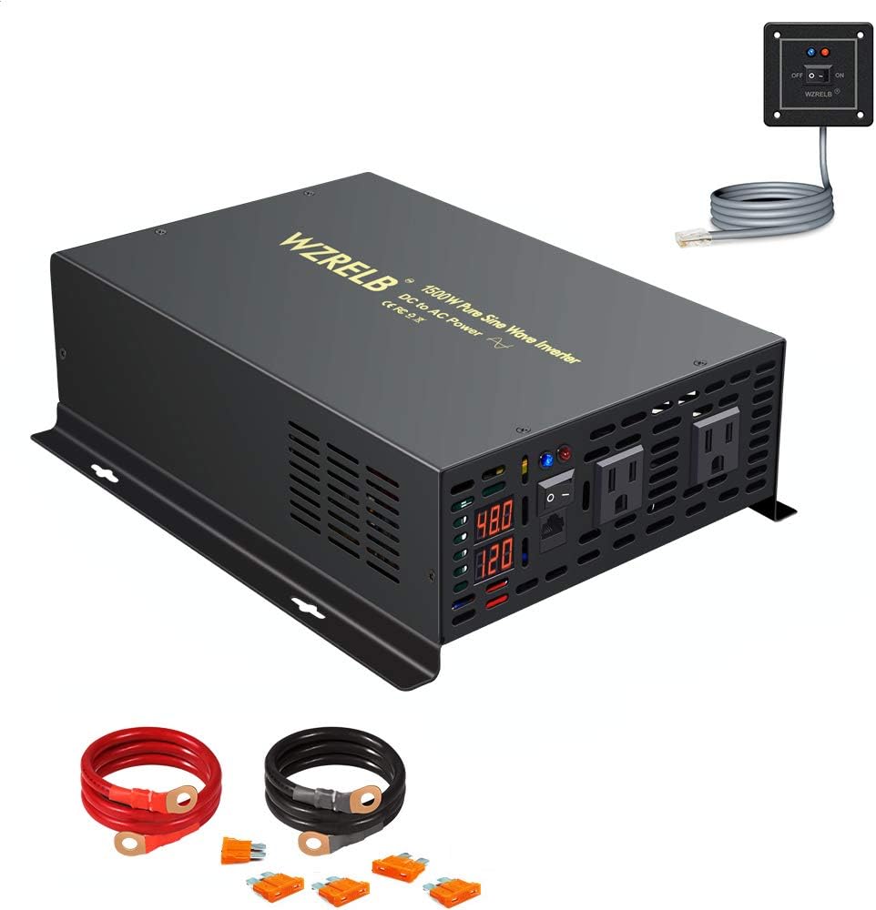 3000 Watt 24V DC Pure Sine Wave Power Inverter with Remote Control Switch, Dual 110V 120V AC Outlets N2619