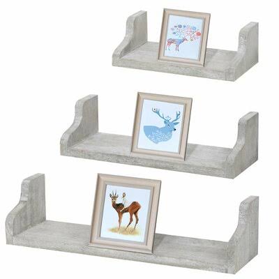3 Piece Wall Shelf Set Gray E9249