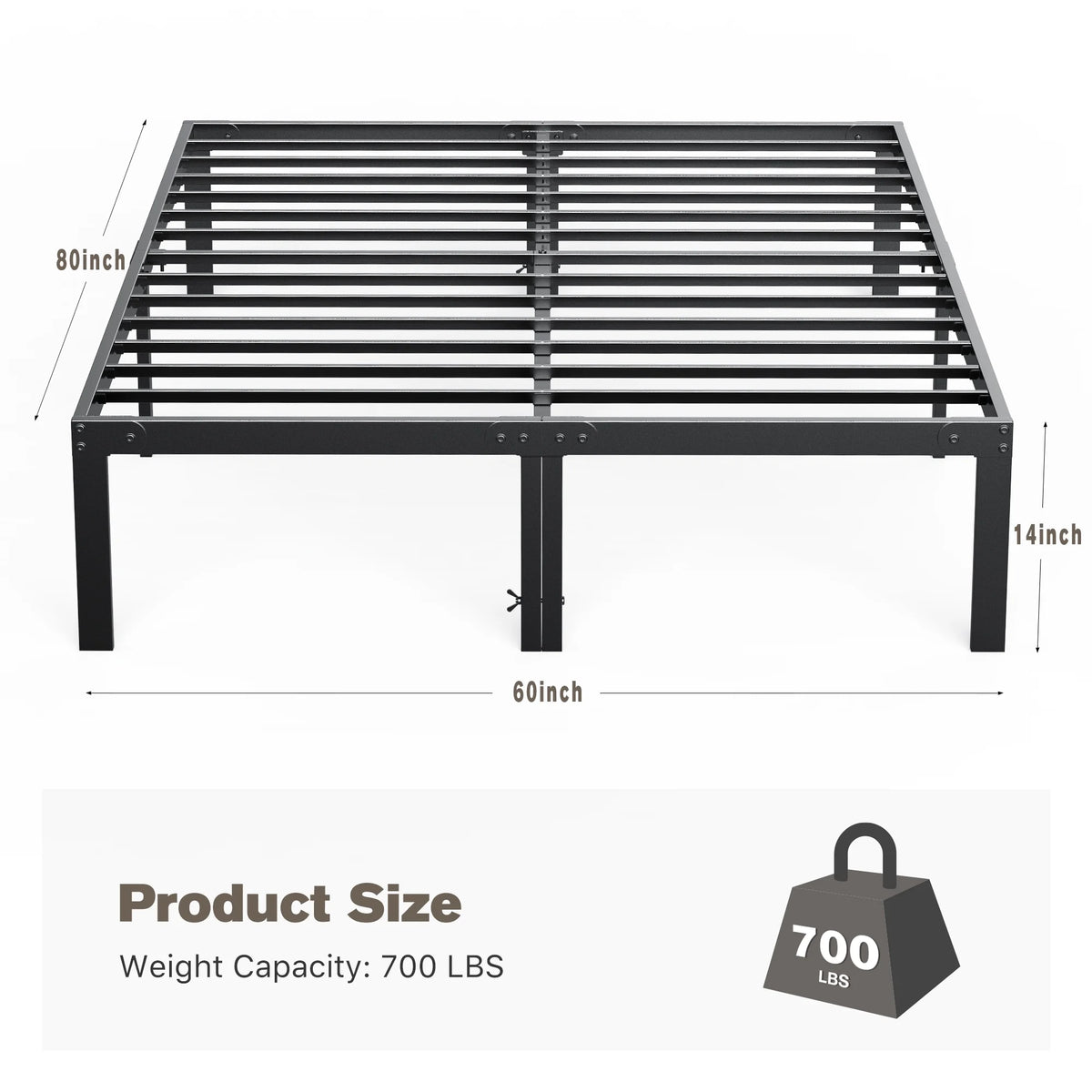 Full Size Heavy Duty Platform Bed Frame with Underbed Storage C61582