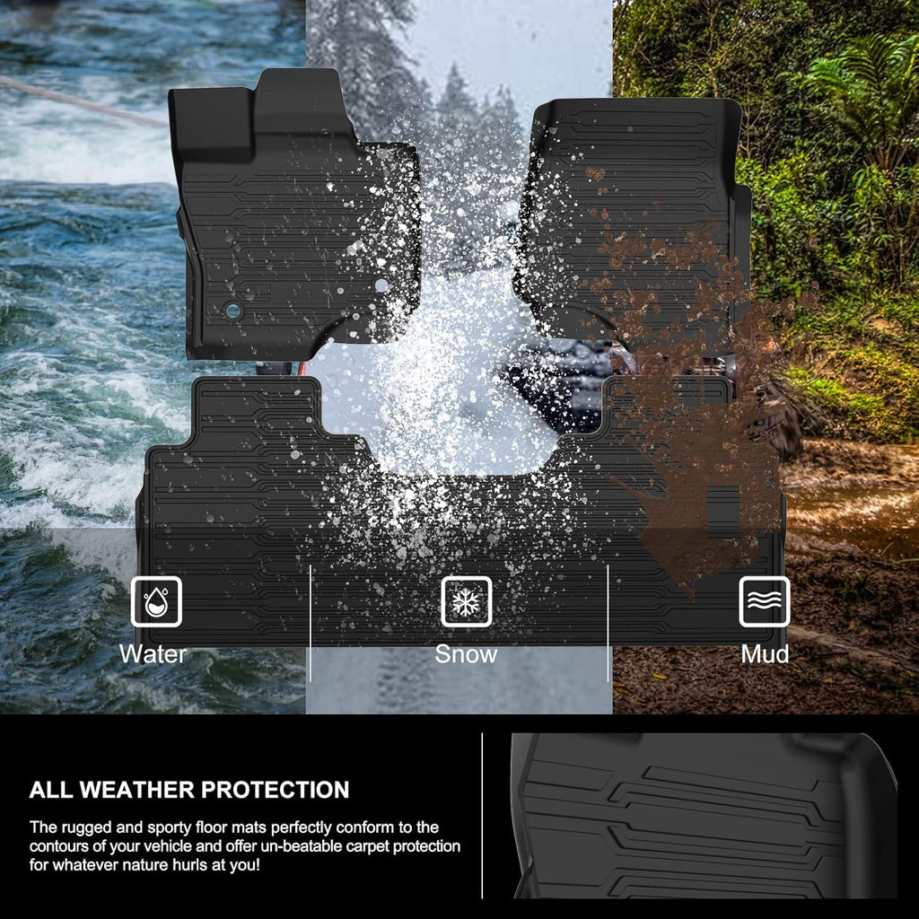 F150 Floor Mats for 2021 2022 Ford F-150 SuperCrew Cab All Weather Custom Fit Liners with Under Seat Lux Box M18217