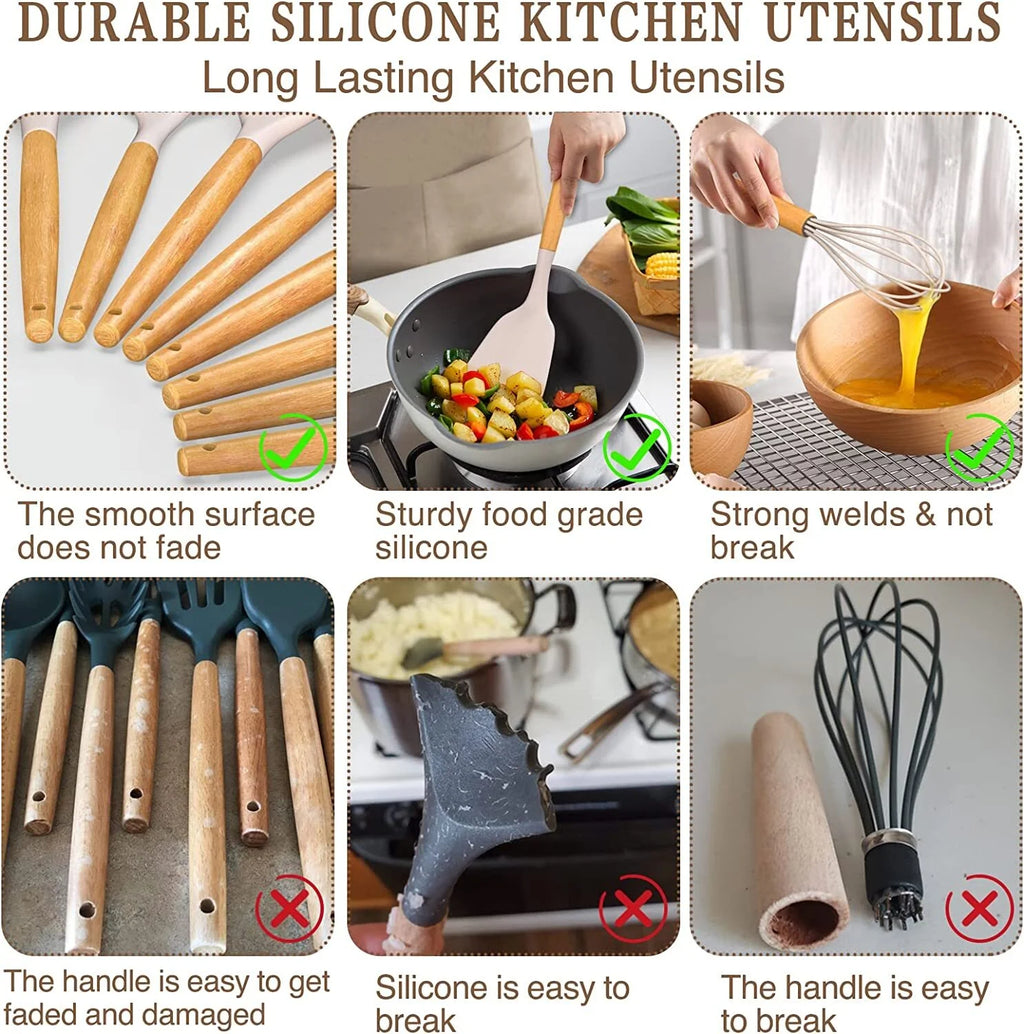 33 Pcs Non-Stick Silicone Cooking Utensil Set with Holder K88394
